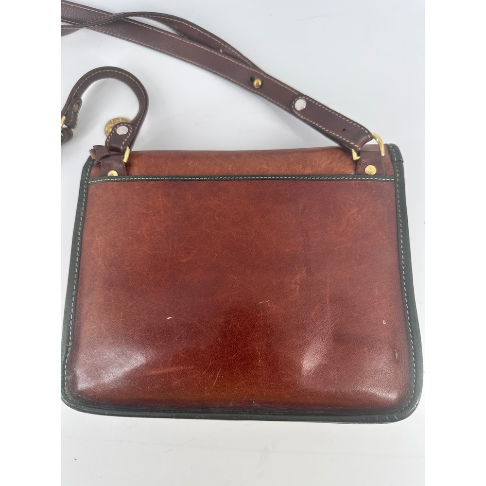 Vintage BRAHMIN Brown Leather Purse Adjustable Strap Pockets - Picture 5 of 11